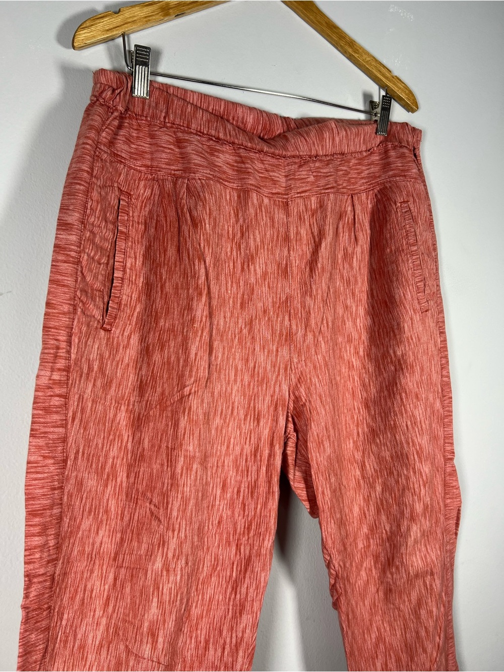 Anthropologie  Hei Hei Linen Red Wash Heathered Crop Loose Fit Relaxed Pant L - Picture 6 of 10